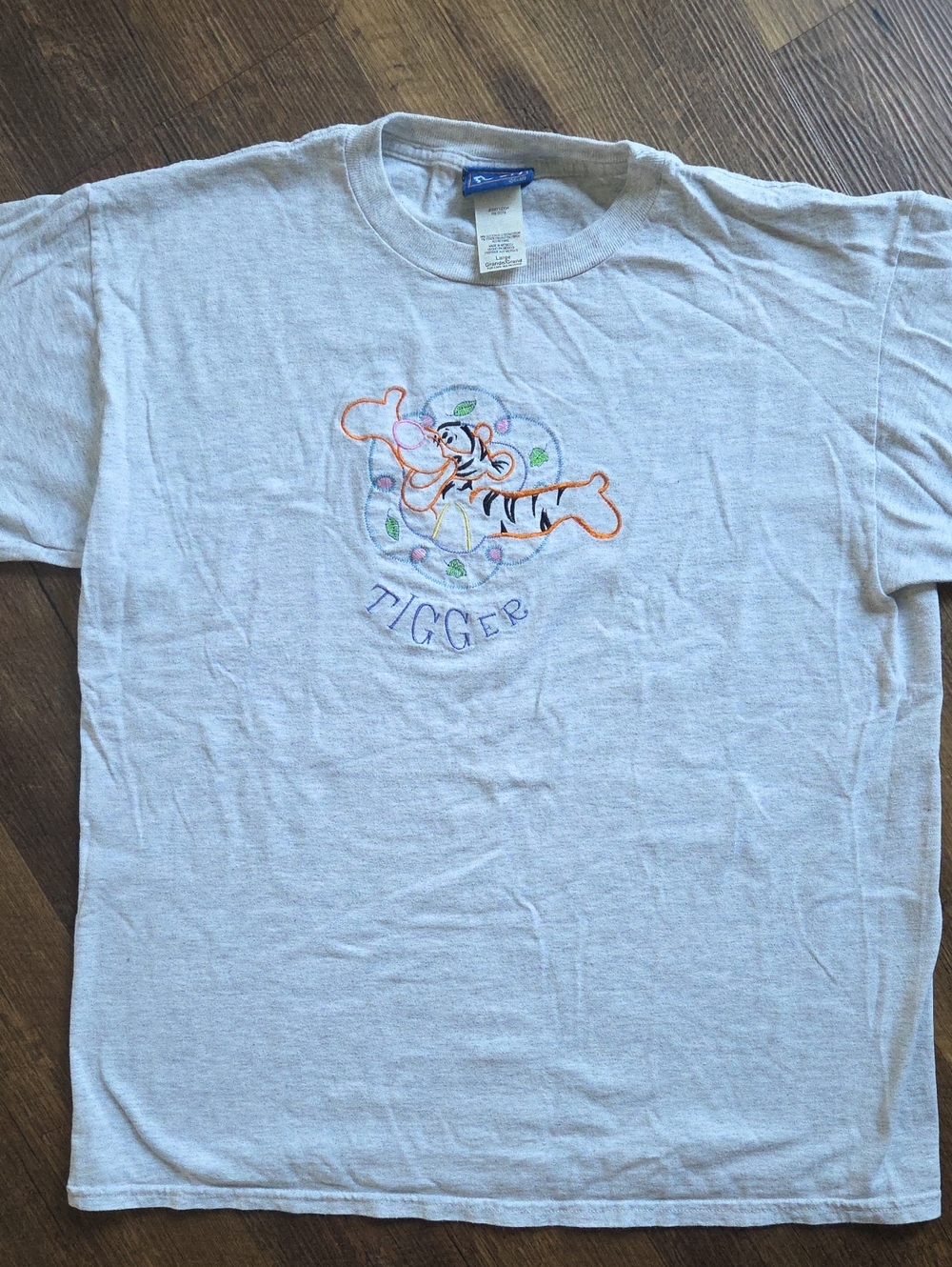 Vintage Light Gray Tigger Embroidered Tee